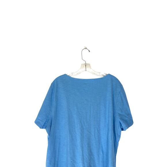 Talbots Plus Shirt Blue‎ Basic Short Sleeve Soft V-Neck Knit Collar Size 2X - Picture 8 of 13